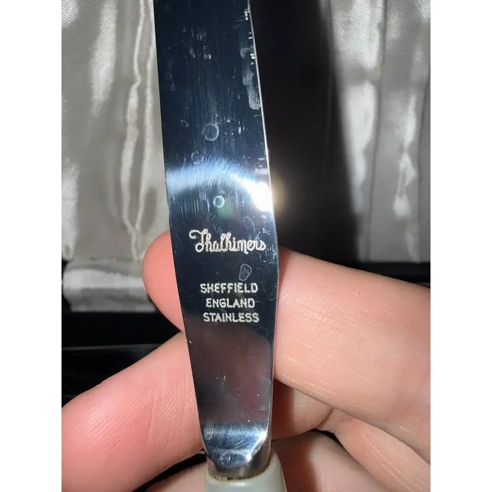Vintage English Sheffield Stainless Steel Knives w. Mother of Pearl Handles